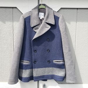 Saks Fifth Avenue Wool Blend Color-block Peacoat